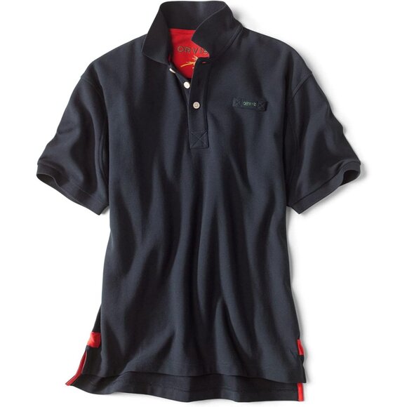 Orvis Mens The Signature Heavyweight Fly Fishing Polo Navy Size Large Tall - Picture 2 of 10